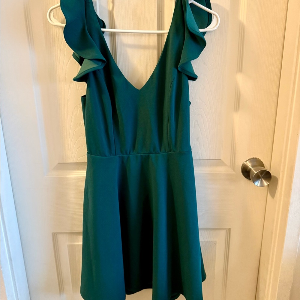 Francesca Emerald Ruffle Mini Dress